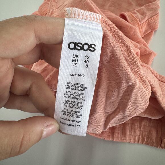 ASOS Mini Skirt Womens US 8 Pink Textured Zip Front Ring Pull Modern Stretchy - Picture 4 of 6